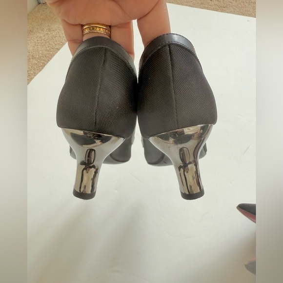 Fendi Navy Blue Black Mesh leather trim Colibri pumps EU 38 - Picture 8 of 13